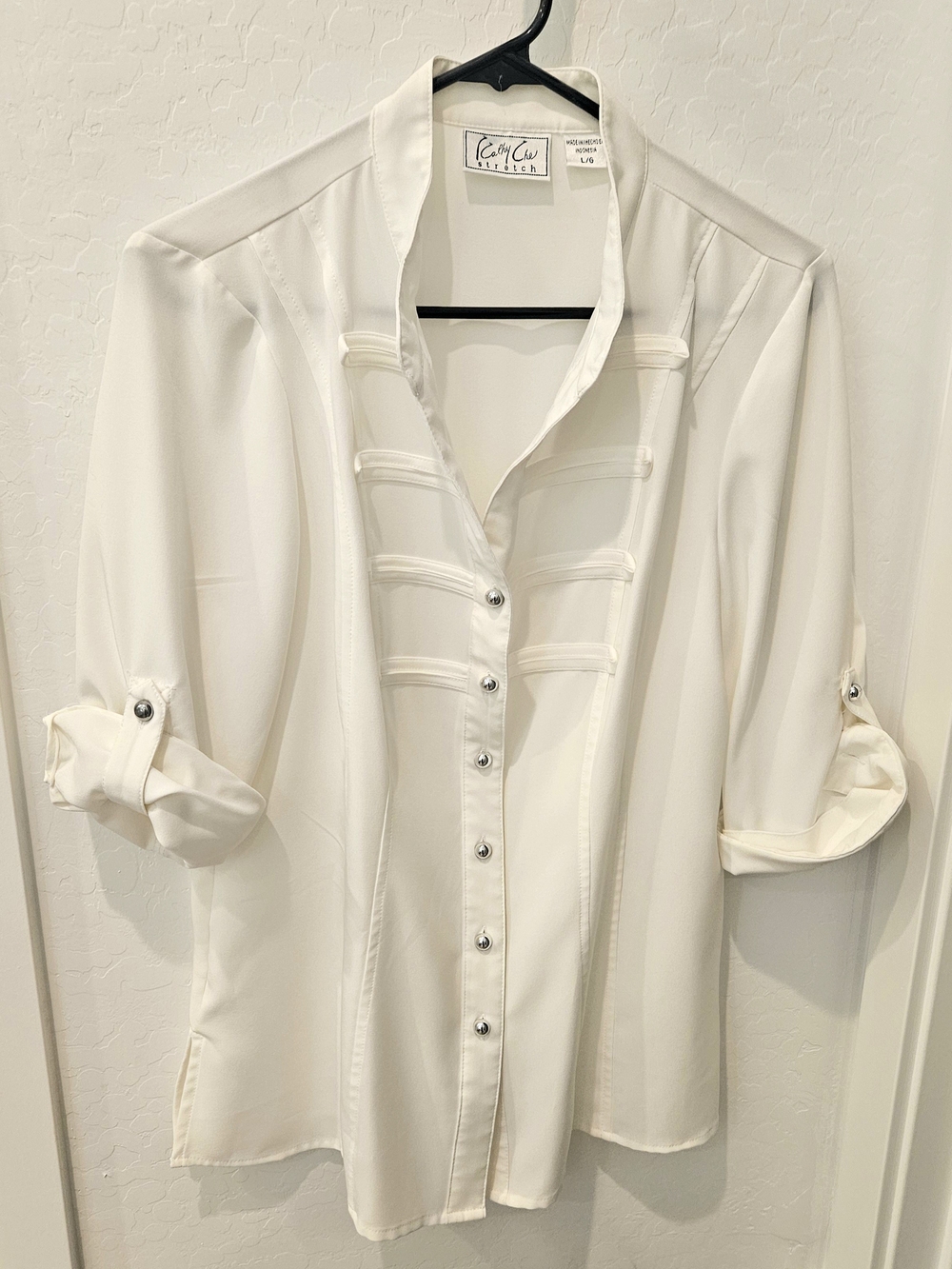 Kathy Che White Stretch Blouse